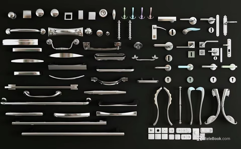 Assorted Cabinet Handles With Different Styles And Designs For Furniture Use 3d model 