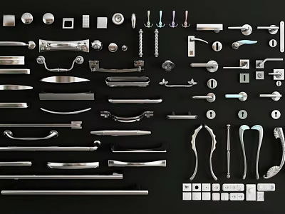 Assorted Cabinet Handles With Different Styles And Designs For Furniture Use 3d model