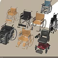 Medical Devices Various Wheelchairs With Different Styles And Mobility Functions 3d model