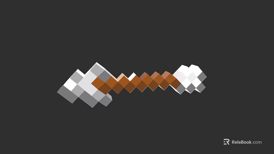Pixel Style Weapon Minecraft Inspired Pickaxe With White Head And Brown Handle 3d model 