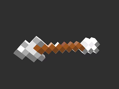 Pixel Style Weapon Minecraft Inspired Pickaxe With White Head And Brown Handle 3d model