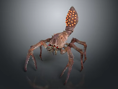 Scary Hairy Spider Like Monster Creature With Multiple Legs And Orange Back Spots 3d model