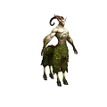 Horned Mythical Game Character With Green And Brown Fur Patterns