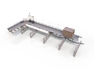 Industrial Port Loading Equipment With Long Platform Support Structures And Container Module 3d model