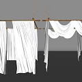 White Curtains Hanging On Wooden Rods With Various Draping Styles In Modern Space