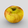 Fresh Ripe Yellow and Red Striped Apple with Smooth Skin on Grey Background