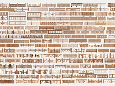 Collection of Various Wooden Fence Designs And Styles For Outdoor Use 3d model