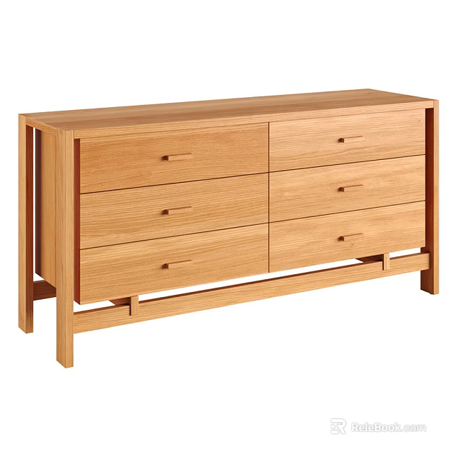 Wooden Modern Sideboard With Multiple Drawers And Sleek Storage Design 3d model