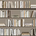 Neatly Arranged Bookshelf With Various Books And Classic Literature Collection