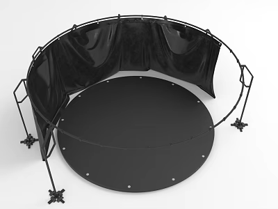 Round Black Commercial Equipment With Metal Frame And Fabric Curtains 3d model