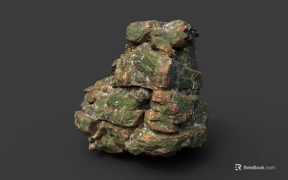 Stacked Green Brown Wood Stone Featuring Rough Natural Surface Texture 3d model