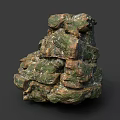 Stacked Green Brown Wood Stone Featuring Rough Natural Surface Texture 3d model