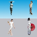 2D female model cheongsam domestic Chinese people 3d model