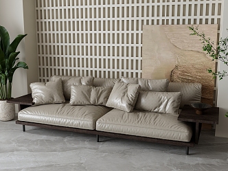 Wind leather double sofa 3d model