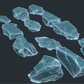 Multiple Blue Ice Crystal Shards With Various Shapes On Dark Background 3d model