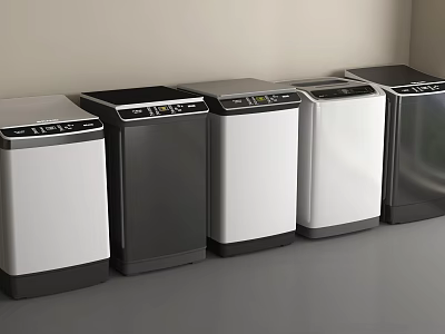 Modern Washing Machines In Various Colors And Sleek Designs Arranged In A Row 3d model