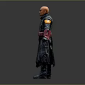 Bald Humanoid Creature In Green Armor With Yellow Shoulders Red Gloves And Gray Robe