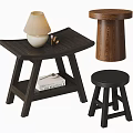 Modern Dark Wood Side Table With White Lamp Book And Sturdy Legs