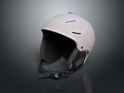 White Ski Helmet With Ventilation Vents Padded Interior And Adjustable Chin Strap 3d model