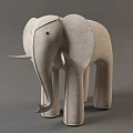 Gray Felt Elephant Stuffed Toy With Long Trunk And Big Ears