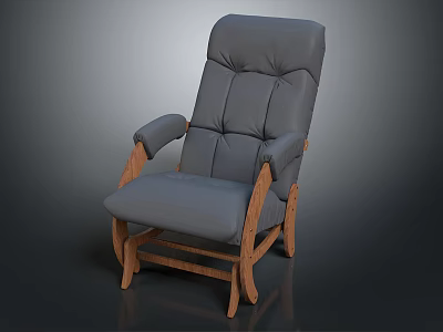 Gray Upholstered Single Sofa With Wooden Armrests Comfortable Backrest And Sturdy Legs 3d model