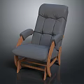 Gray Upholstered Single Sofa With Wooden Armrests Comfortable Backrest And Sturdy Legs