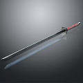 Warrior Weapon Slender Sword With Red Hilt And Reflective Blade 3d model