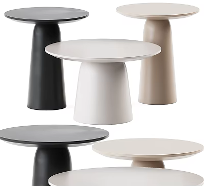 Modern Minimalist Coffee Tables With Round Tops And Cylindrical Bases In Black White Beige Colors 3d model