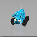 Blue Military Vehicle Toy Model With Dual Cannons Large Tires Headlights And Antenna