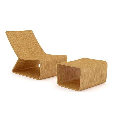 Leisure Chair with Matching Ottoman Modern Woven Rattan Relaxing Design 3d model