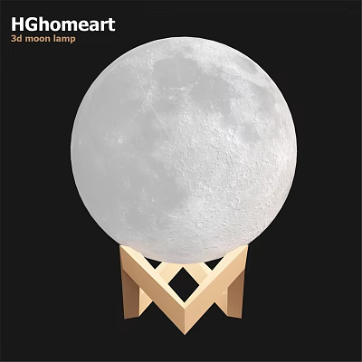 Modern Moon Surface Lamp With Wooden Cross Base For Home Decor 3d model