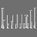 Classical Style 3D Rendered White Columns With Various Heights Diameters And Capital Designs