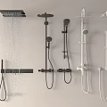 Various Style Shower Heads in Black and White Wall Mounted Designs