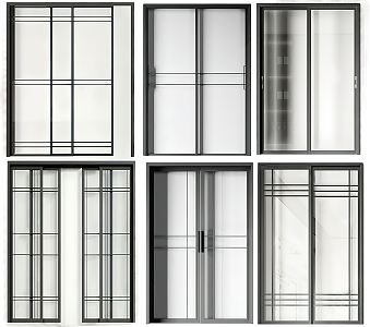 Modern sliding door sliding door combination glass sliding door 3d model