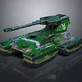 Green Camouflage Military Weapon Tank With Long Cannon And Heavy Armor