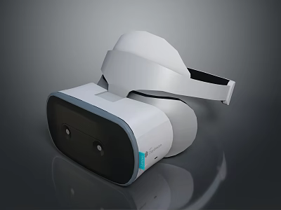 White VR Headset for Computer with Dual Cameras and Comfortable Headband Design 3d model