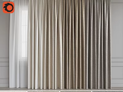 Different Colored Curtains With Sheer Layer For Modern Interior Window Decoration 3d model