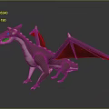 Fantasy Reptile Dragon 3D Render With Purple White Scales And Detailed Wings