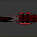 Futuristic Red And Black Gun With Strap And Metallic Design Elements 3d model