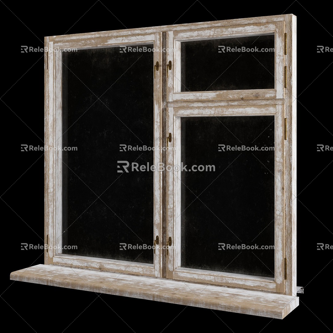 Retro Windows Broken Window Frame 3d model