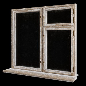 Retro Windows Broken Window Frame 3d model