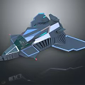 Futuristic Sci-Fi Spaceship 3D Model With Sleek Structure Blue Neon Lights And Transparent Cockpit