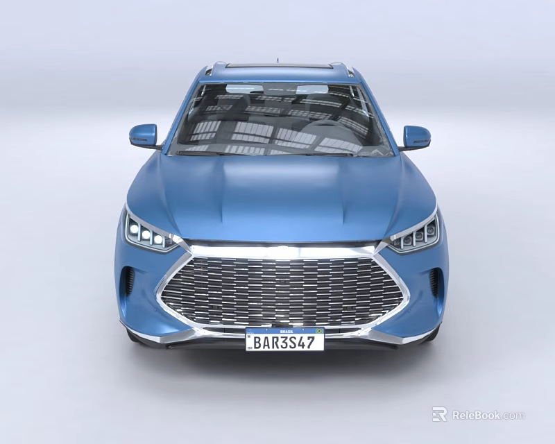 Blue SUV Car With Modern Front Grille And LED Headlights Design 3d model 