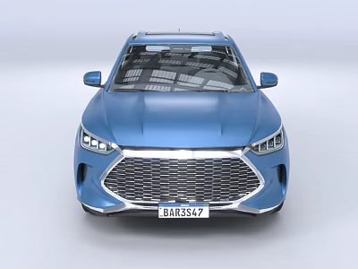 Blue SUV Car With Modern Front Grille And LED Headlights Design 3d model