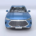 Blue SUV Car With Modern Front Grille And LED Headlights Design