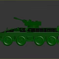 Green Tank Model Featuring Cannon White Patterns And Six Wheels On Dark Background With Reflection 3d model