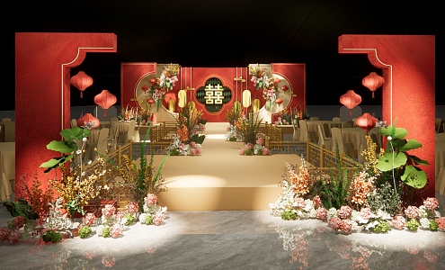 New Chinese Wedding Red Wedding 3d model