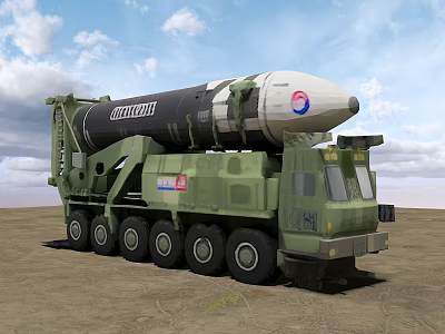 North Korea Mars Cannon Intercontinental Ballistic Missile Mars Cannon Ballistic Missile Military Truck Rocket Launcher 3d model