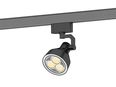 Black Track Mounted Spotlight With LED Bulbs For Home Lighting Design 3d model