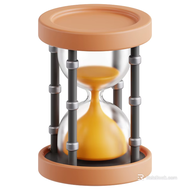 Decorative Ornament Set Featuring Hourglass With Wooden Base Glass Body And Yellow Sand 3d model 